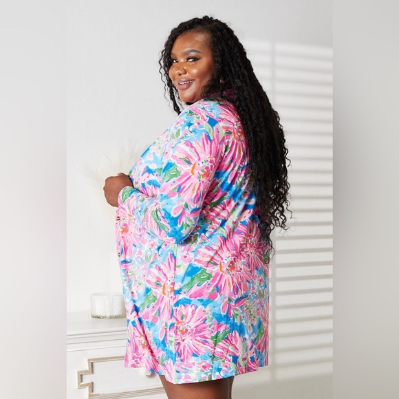 Double Take Floral Open Front Long Sleeve Cardigan - Picture 6 of 15